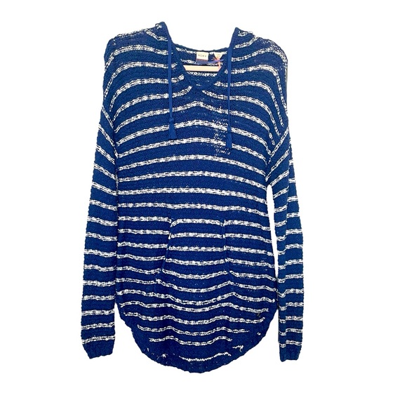 Roxy Smoke Signal Striped Hooded Open Knit Sweater - Picture 2 of 9